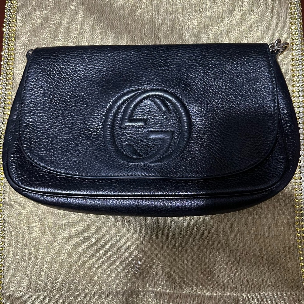 Gucci Disco SoHo Black Chain Cross Body Handbag.